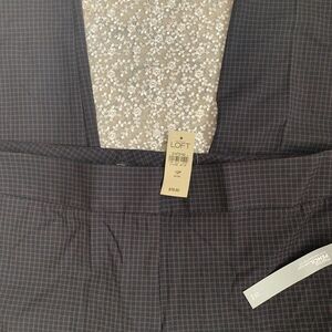 Ann Taylor LOFT NWT Marissa Pencil Ankle Petites Navy Plaid Dress Pants